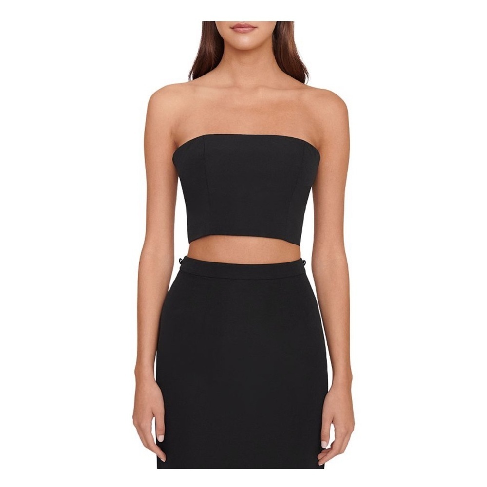 STAUD Nyla Strapless Top in Black- Size 16.